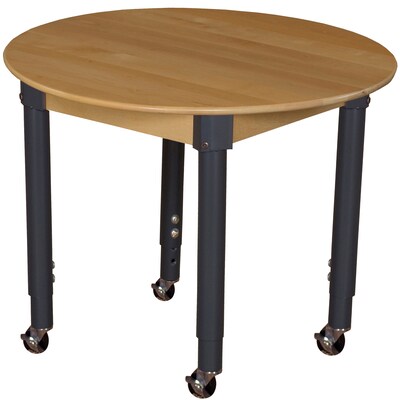 Wood Designs Mobile 36 Round Hardwood Table with Adjustable Legs 20-31 (836A1829C6)