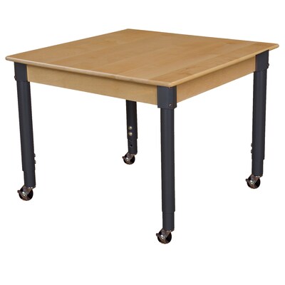 Wood Designs Mobile 36 Square Hardwood Table with Adjustable Legs 20-31 (837A1829C6)