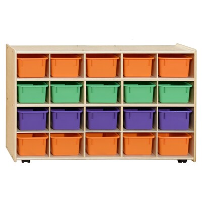 Contender™ Mobile 20 Tray Storage with Assorted Pastel Trays - Assembled with Casters (C14503APF-C5)