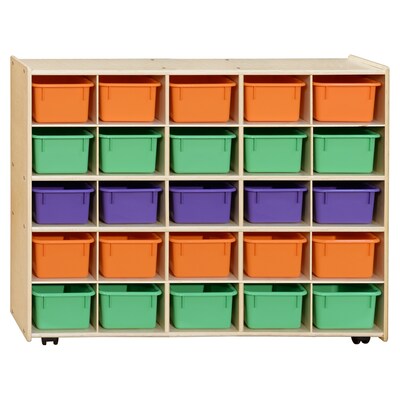 Contender™ Mobile 25 Tray Storage with Assorted Pastel Trays -Assembled with Casters (C1600APF-C5)