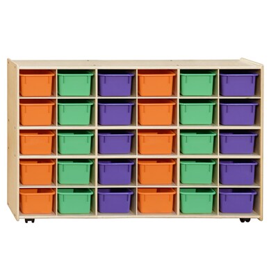 Contender™ Mobile 30 Tray Storage with Assorted Pastel Trays - Assembled with Casters (C16033APF-C5)