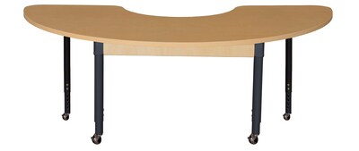 Wood Designs Mobile 22 x 64 Half Circle High Pressure Laminate Table with Adjustable Legs 20-31 (HPL2264HA1829C6)