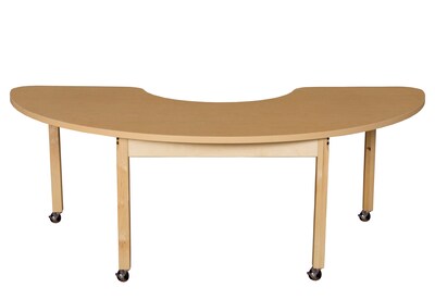 Wood Designs Mobile 22 x 64 Half Circle High Pressure Laminate Table with Hardwood Legs- 24 (HPL2264HCRC24C6)