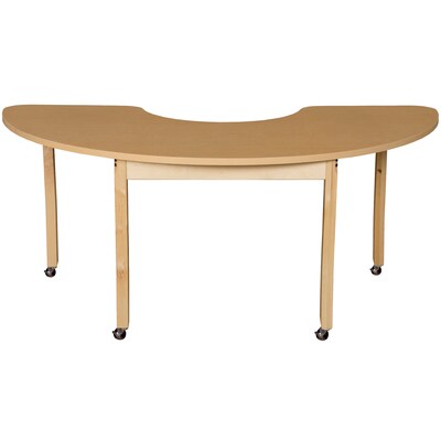 Wood Designs Mobile 22 x 64 Half Circle High Pressure Laminate Table with Hardwood Legs 29 (HPL2264HCRC29C6