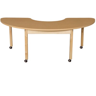 Wood Designs Mobile 24 x 76 Half Circle High Pressure Laminate Table with Hardwood Legs- 24 (HPL2476HCRC24C6)