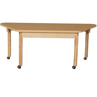 Wood Designs Mobile Trapezoidal High Pressure Laminate Table with Hardwood Legs-16 (HPL3060TRPZ16C6)
