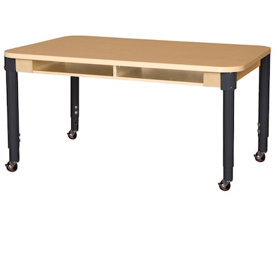 Wood Designs Mobile 36 x 60 Four Seater High Pressure Laminate Desk with Adjustable Legs 20-31, Maple (HPL3660DA1829C6)