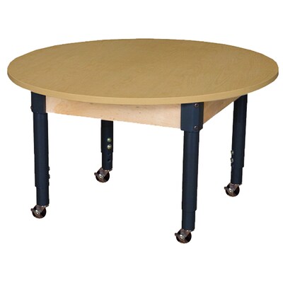 Wood Designs Mobile 48 Round High Pressure Laminate Table with Adjustable Legs 14-19 (HPL48RNDA1217C6)