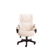 Serta Big and Tall Bonded Leather Executive Office Chair with Upgraded Wood Accents, Inspired Ivory