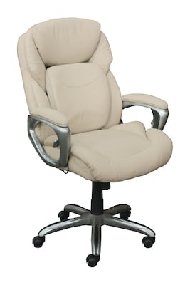 Serta Works My Fit Bonded Leather Executive Office Chair with 360 Motion Support, Inspired Ivory (CH