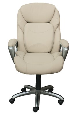 Serta Works My Fit Bonded Leather Executive Office Chair with 360 Motion Support, Inspired Ivory (CH