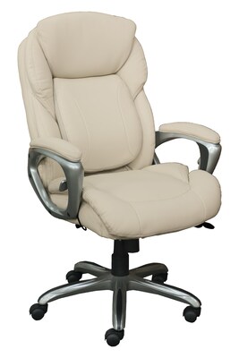 Serta Works My Fit Bonded Leather Executive Office Chair with Tailored Reach, Inspired Ivory (CHR200