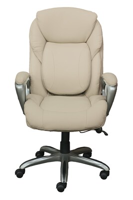Serta Works My Fit Bonded Leather Executive Office Chair with Tailored Reach, Inspired Ivory (CHR200