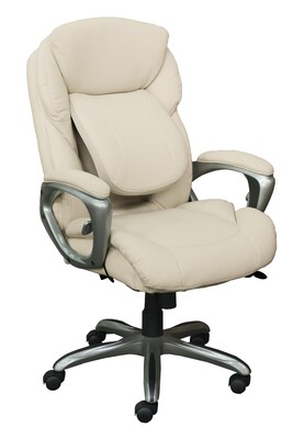 Serta Works My Fit Bonded Leather Executive Office Chair with Tailored Reach, Inspired Ivory (CHR200064)