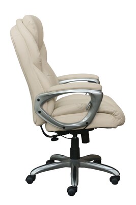 Serta Works My Fit Bonded Leather Executive Office Chair with Active Lumbar Support, Inspired Ivory (CHR200065)