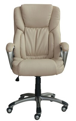 Serta Works Bonded Leather Executive Office Chair, American Beige (CH200112)