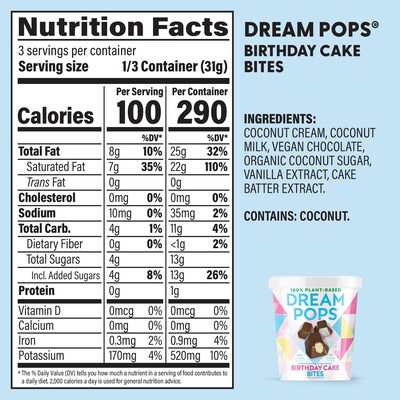 Dream Pops Bites Birthday Cake, 4 oz., 12/Pack (345-00030)
