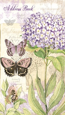 LANG Field Guide 3 1/2W x 6 3/8H Pocket Address Book by Susan Winget, Hydrangeas and Butterflies (1072028)