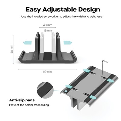 Mobile Pixels Inc. Vertical Stand for 0.63" to 1.61" Laptops, Black (MPX1141001P01)