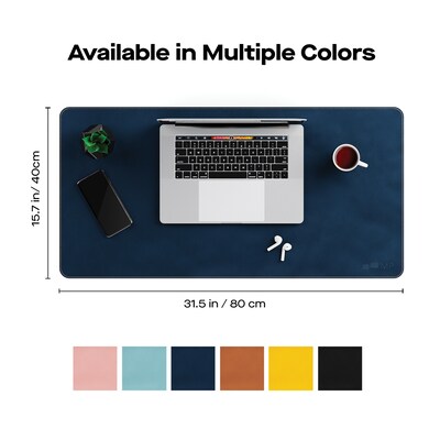 Mobile Pixels Inc. Anti-Slip PU Leather Desk Pad, 31.5" x 15.75", Set Sail Blue (115-1001P03)