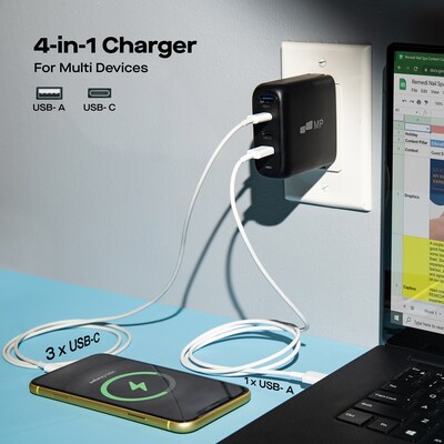 Mobile Pixels Inc. USB-C and USB-A Wall Charger, 100-Watt, Black (117-1001P01)