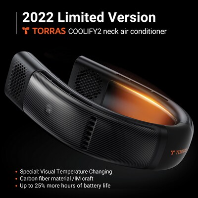 TORRAS COOLIFY 2 Limited Edition Personal Bladeless 5,000 mAh Rechargeable A/C & Heater, 5-Speed, Carbon Black (X00FG1A007)
