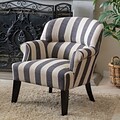 Noble House Mclaughlin Fabric Club Chair Blue and White Stripe Single (238483)