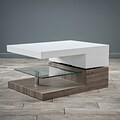 Noble House Maynard Coffee Table Glossy White with Dark Sonoma (295371)