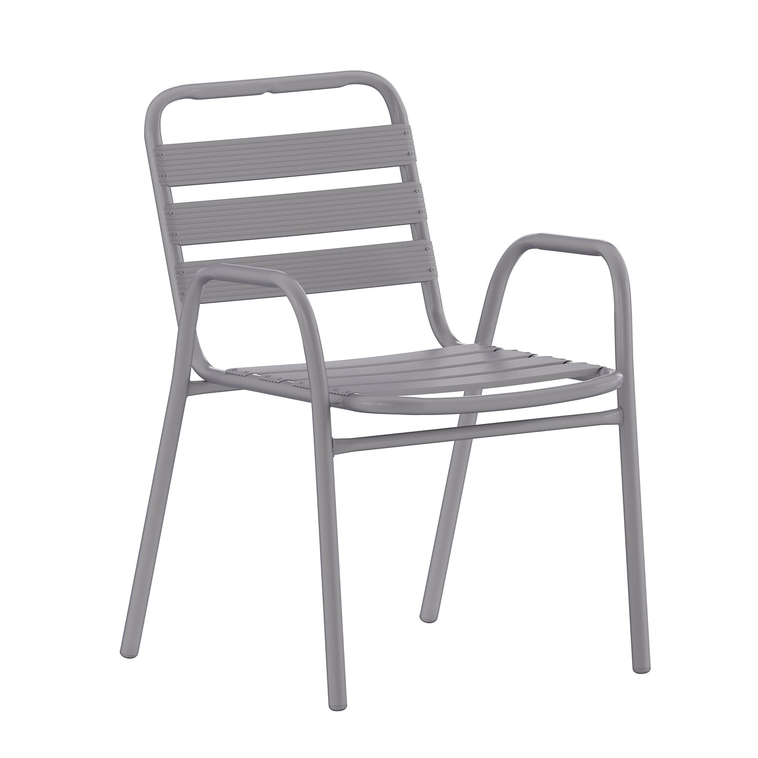 Flash Furniture Lila Indoor-Outdoor Restaurant Stack Chair, Silver (TLH018C)