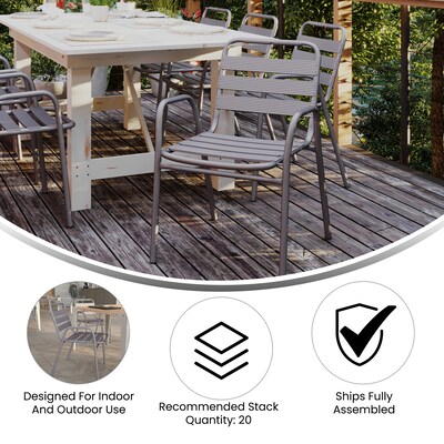 Flash Furniture Lila Indoor-Outdoor Restaurant Stack Chair, Silver (TLH018C)