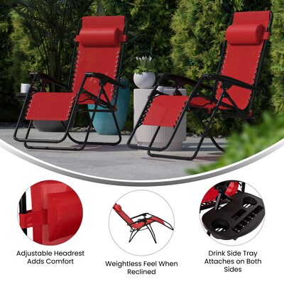 Flash Furniture Celestial Folding Reclining Lounge Chair, Red, 2 Pack (2GM103122SSRD)