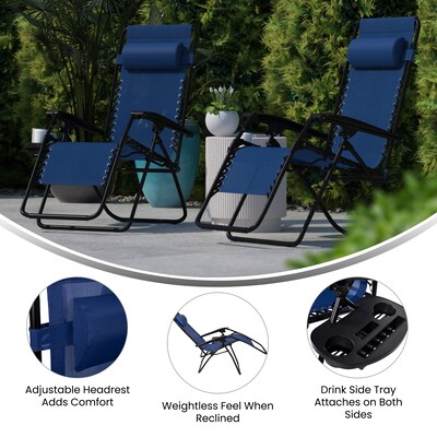 Flash Furniture Celestial Folding Reclining Lounge Chair, Navy, 2 Pack (2GM103122SSNV)