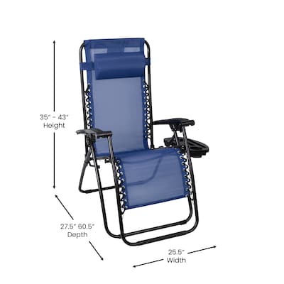 Flash Furniture Celestial Folding Reclining Lounge Chair, Navy, 2 Pack (2GM103122SSNV)