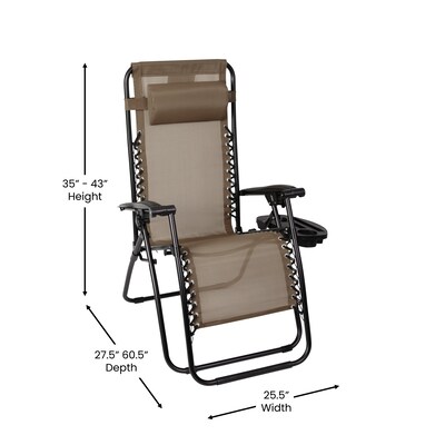 Flash Furniture Celestial Folding Reclining Lounge Chair, Brown, 2 Pack (2GM103122SSB)