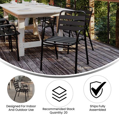 Flash Furniture Lila Indoor-Outdoor Restaurant Stack Chair, Black (TLH018CBK)