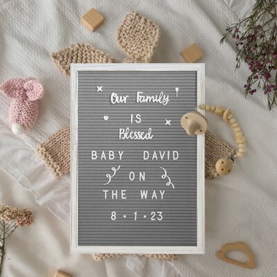 Flash Furniture Gracie Felt Letter Board with Letters, 12" x 17", White Wash/Gray Felt (HGWAFB1217WHWSH)