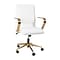Flash Furniture James LeatherSoft Swivel Mid-Back Executive Office Chair, White/Gold (GO21111BWHGLD)