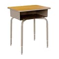 Flash Furniture Billie 24 W Student Desk with Open Front Metal Book Box, Maple/Silver (FDDESKGYMPL)