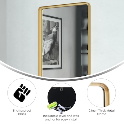 Flash Furniture Janinne Deep Framed Wall Mirror, 20"x 30" Gold (HMHD9M2999GDGLD)