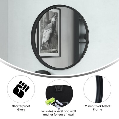 Flash Furniture Jennifer Deep Framed Wall Mirror, 24" Black (HMHD22M115YABLK)