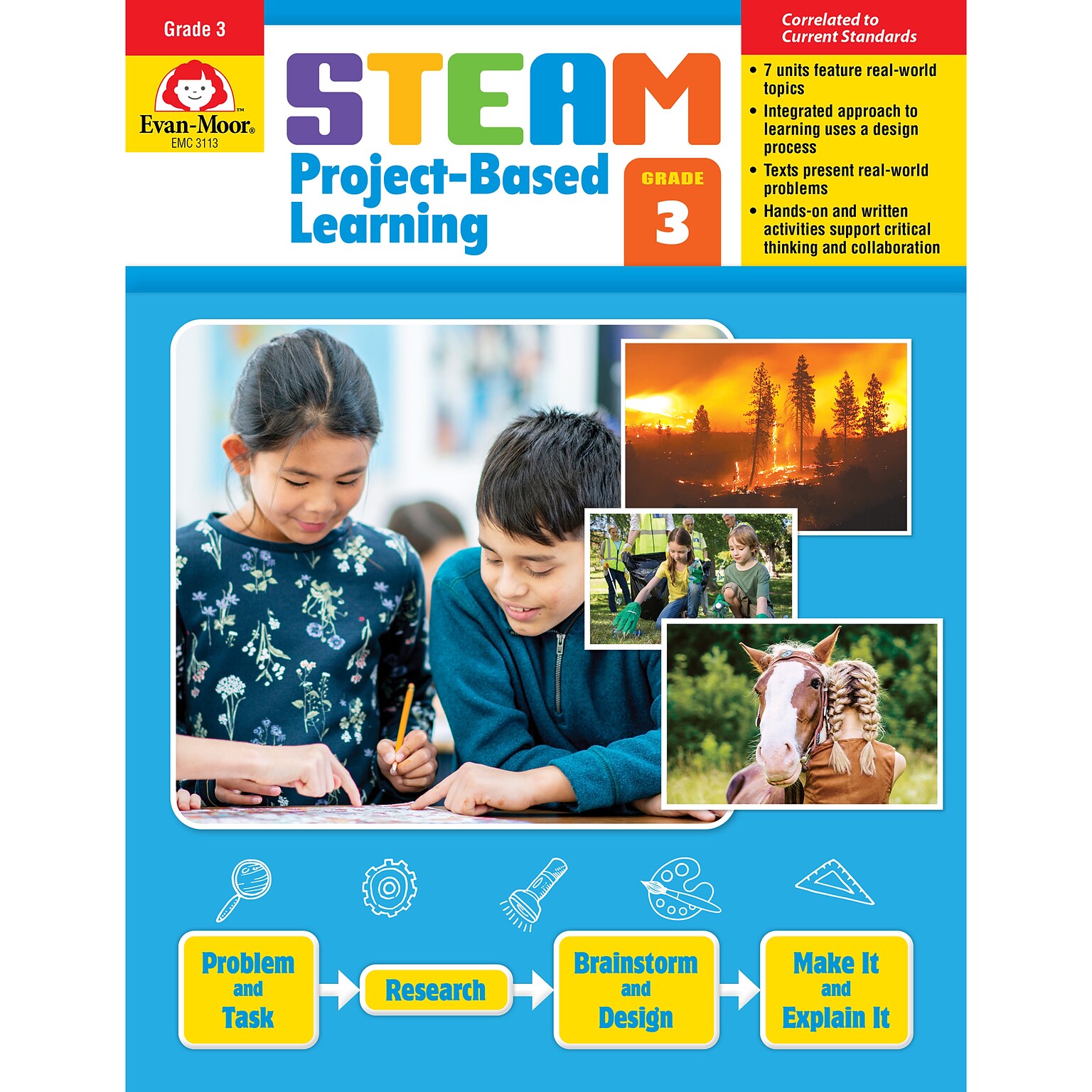Evan-Moor STEAM Project-Based Learning Activity Book - Grade 3