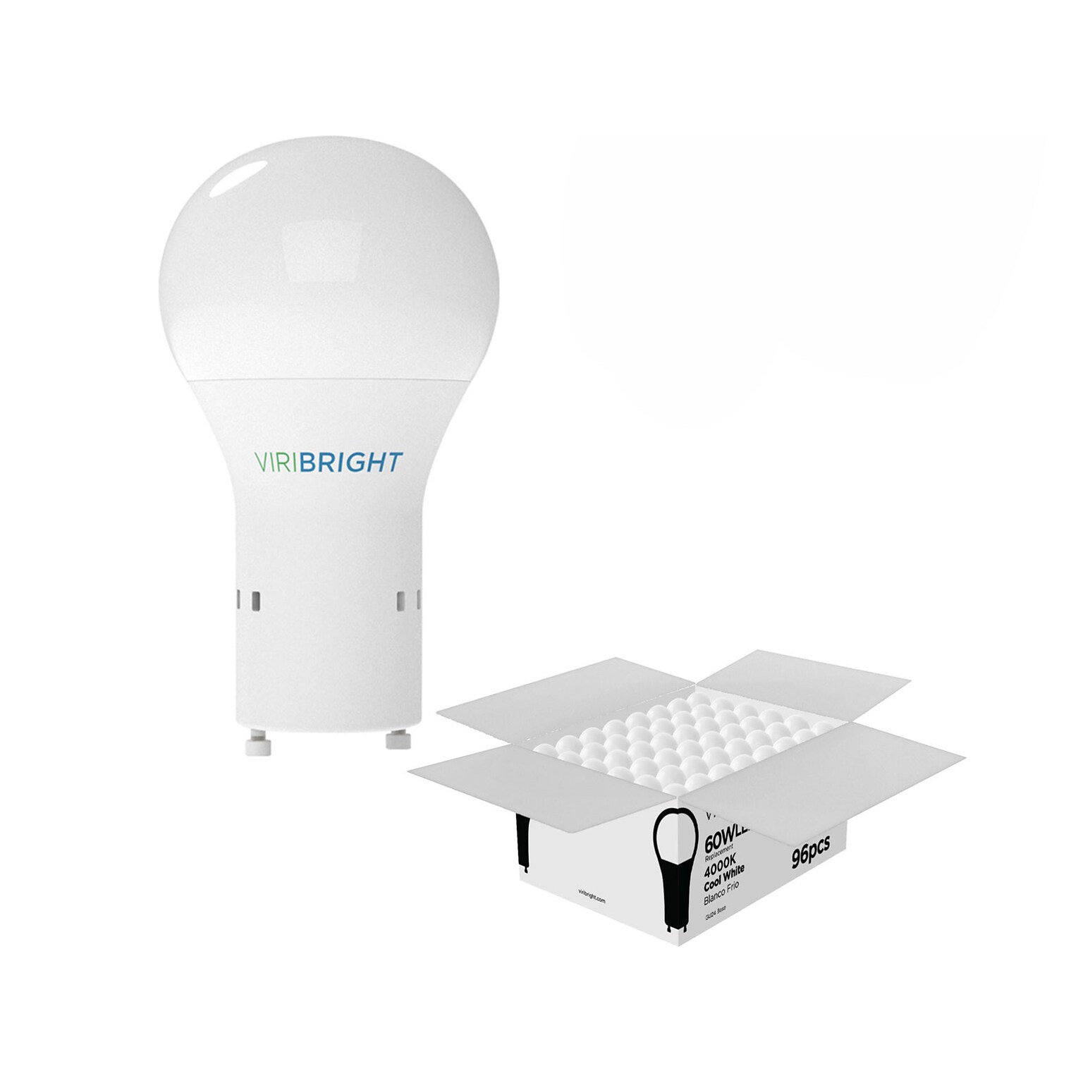 Viribright Viripro PRO Pack 8-Watt Cool White LED General-Purpose Bulb, 96/Box (640336-96P)