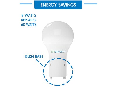Viribright Viripro PRO Pack 8-Watt Cool White LED General-Purpose Bulb, 48/Box (640336-50P)
