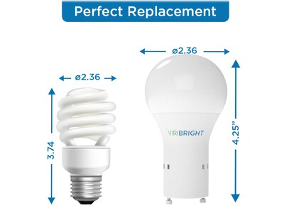 Viribright Viripro PRO Pack 8-Watt Cool White LED General-Purpose Bulb, 48/Box (640336-50P)