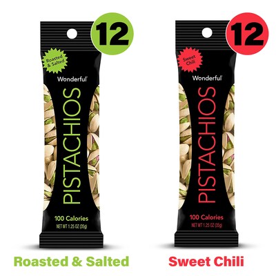Wonderful Pistachios In-Shell Variety Pack, 1.25 Oz, 24/Pack (600-00725)