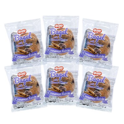 Burry Individually Wrapped Cinnamon Raisin Bagel w/ Cream Cheese, 4.6 Oz, 6/Box (307-00371)