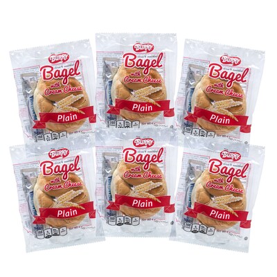 Burry Individually Wrapped Plain Bagel w/ Cream Cheese, 4.6 Oz, 6/Box (307-00370)