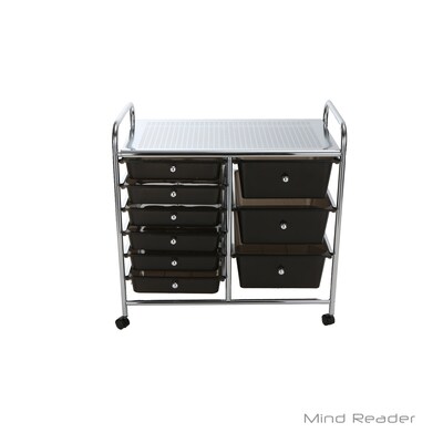 Mind Reader 3TROLL6-BLK Metal Binding 9 Double Drawer Trolley, Black