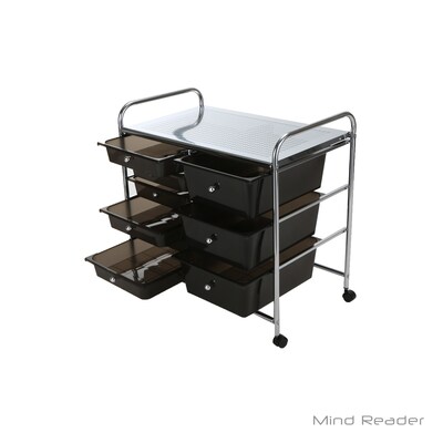 Mind Reader 3TROLL6-BLK Metal Binding 9 Double Drawer Trolley, Black