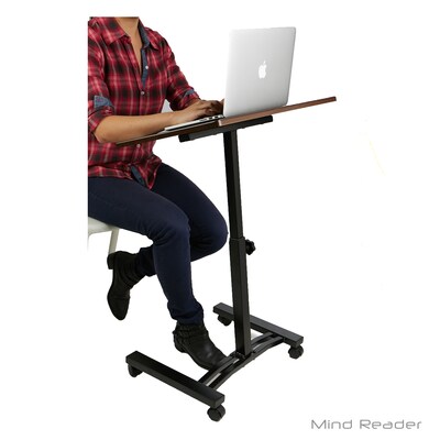 Mind Reader LTCART-BLK Adjustable Standing and Sitting Laptop Cart, Black
